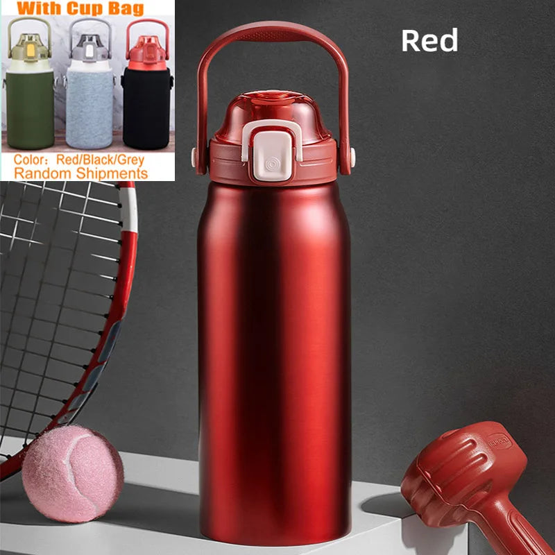 Termo deportivo térmico de acero inoxidable con pajilla – 1 L, 1.5 L y 2 L