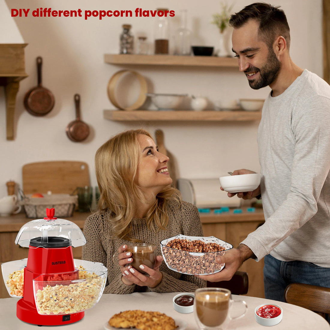 Máquina eléctrica de palomitas 1200 W – aire caliente para hogar y fiestas