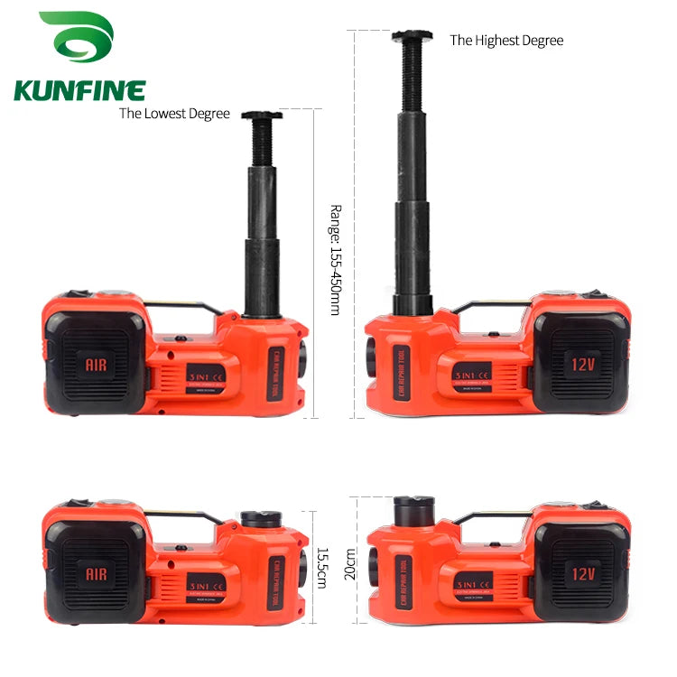 Kit de gato hidráulico eléctrico 12 V de 5 toneladas con compresor y llave de impacto