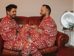 Pijamas familiares navideños con reno rojo – adultos, niños y bebé