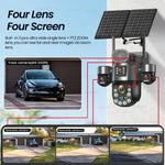 Cámara solar 4 lentes 4G/eSIM – zoom 60X, seguimiento humano y batería 31,200 mAh