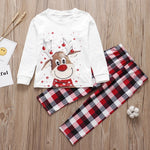Pijamas familiares navideños con renos – adultos, niños y bebé