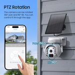 SHIWOJIA 5MP 3K – cámara solar 4G/WiFi PTZ con visión nocturna y detección PIR