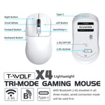 Mouse gamer inalámbrico 58 g – Bluetooth 5.4, 2.4G, USB-C, RGB y 8,000 DPI