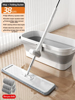 38 cm 360° Flat Spin Mop with Folding Bucket