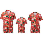 Pijamas familiares navideños de manga corta – camiseta y shorts