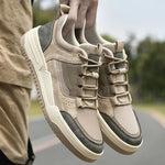 Tenis casuales de malla y cuero para hombre – suela gruesa antideslizante