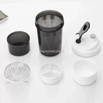 Shaker deportivo 3 en 1 para proteína – 550 ml con compartimentos