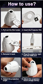 Proyector USB de galaxia y planetas – luz ambiental para habitación y auto