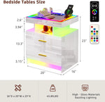 RGB Smart Nightstand with USB-C, Motion Sensor & 2 Drawers