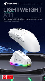 ATTACK SHARK X11 – mouse gamer inalámbrico 22K DPI con base de carga RGB