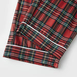 Pijamas familiares navideños a cuadros rojos – camisa y pantalón