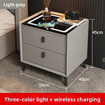 Mesa de noche inteligente con carga inalámbrica, LED, USB y cerradura de huella