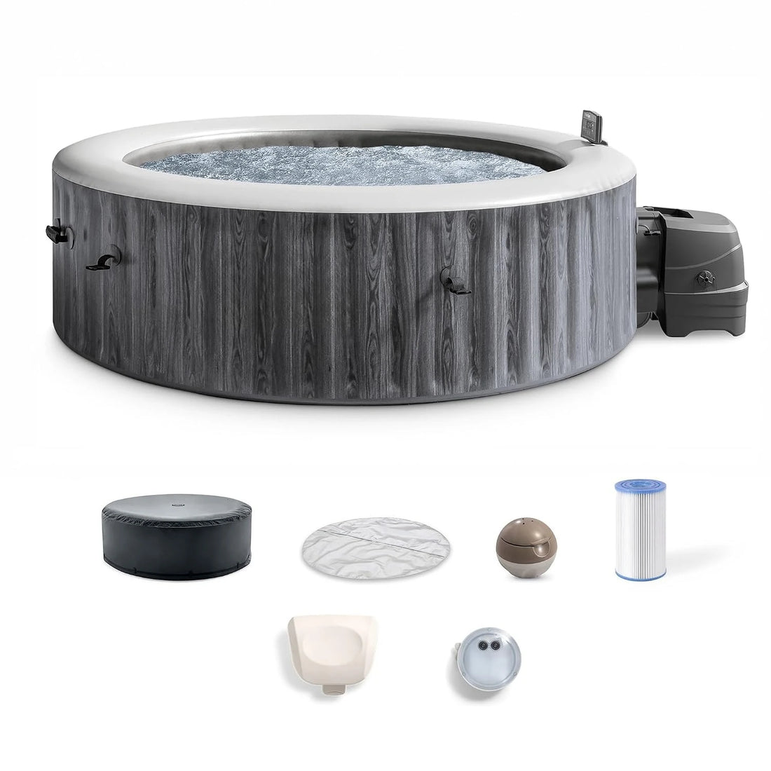 Greywood Deluxe 28441EH – jacuzzi inflable para 6 personas con cubierta eficiente y tratamiento de agua