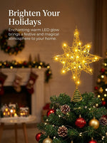 LED Bethlehem Star Christmas Tree Topper – Silver & Gold Glitter