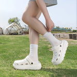 Women Black Platform Clogs Sandals - 2026 Summer Thick Sole Non-slip Garden Shoes - Breathable EVA Beach Slippers for Outdoor