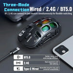 Mouse gamer inalámbrico tri-modo 8,000 DPI – RGB, 70 g y 5 botones programables