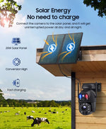 SHIWOJIA 8MP – cámara solar 4G/WiFi PTZ 360°, zoom 36X y batería 20,000 mAh