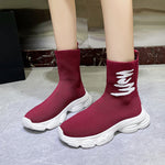 Tenis tipo calcetín unisex – caña alta, tejido de punto y suela gruesa