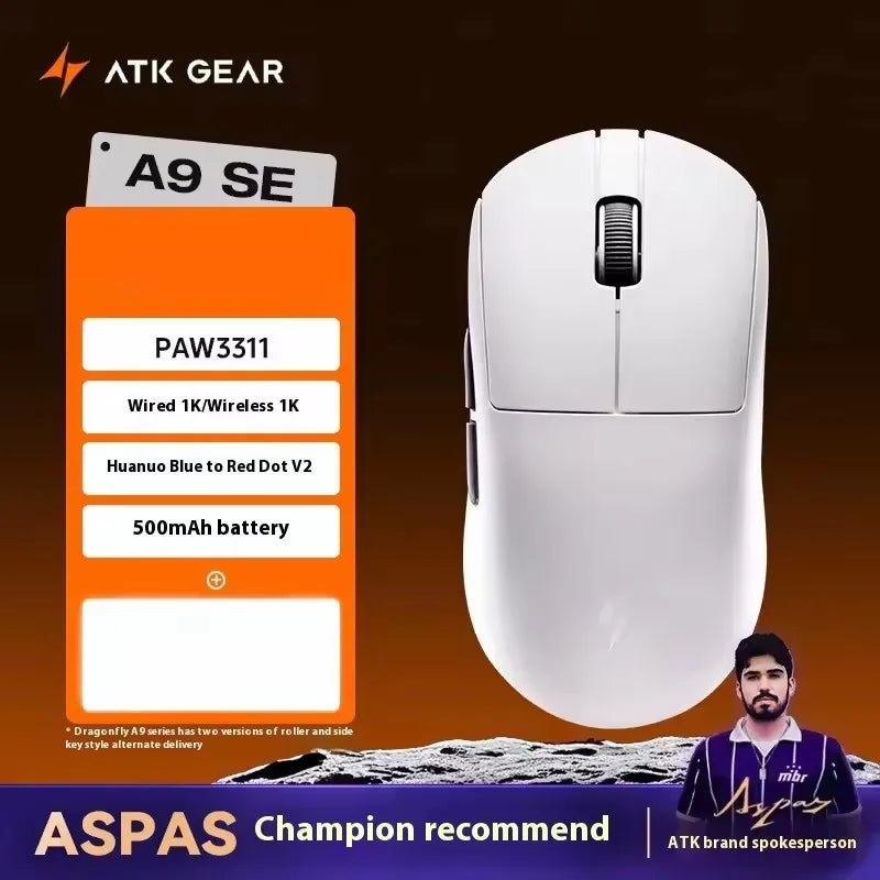 ATK Dragonfly A9 Pro Max – mouse gamer inalámbrico PAW3395, 57 g y 8K