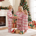 Pijamas navideños a cuadros para mamá y niños – manga larga