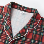 Pijamas familiares navideños a cuadros rojos – camisa y pantalón