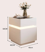 Mesa de noche inteligente con luz de sensor, carga inalámbrica y 3 cajones