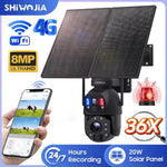 SHIWOJIA 8MP – cámara solar 4G/WiFi PTZ 360°, zoom 36X y batería 20,000 mAh