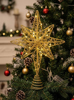LED Bethlehem Star Christmas Tree Topper – Silver & Gold Glitter