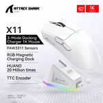 ATTACK SHARK X11 – mouse gamer inalámbrico 22K DPI con base de carga RGB