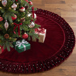 Falda roja de terciopelo con perlas para árbol – 60 pulgadas
