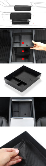Organizadores de consola para Tesla Model 3 Highland 2025 – cajas, portavasos y bandejas