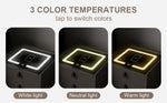 Mesa de noche inteligente con tapa de vidrio, carga inalámbrica, LED y USB