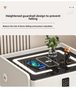 Mesa de noche inteligente de madera con carga inalámbrica y LED táctil de 3 colores