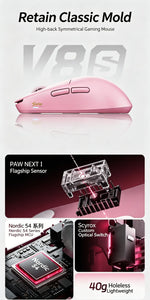 SCYROX V6s/V8s – mouse gamer inalámbrico ultraligero Dual 8K tri-modo