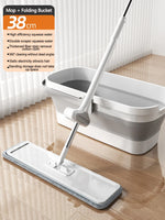 38 cm 360° Flat Spin Mop with Folding Bucket
