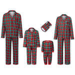 Pijamas familiares navideños a cuadros rojos – camisa y pantalón
