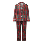 Pijamas familiares navideños a cuadros rojos – camisa y pantalón
