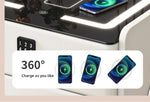 Mesa de noche inteligente de madera con carga inalámbrica y LED táctil de 3 colores