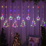 Cortina de luces navideñas LED USB-C – reno, copo, estrella, campana y árbol