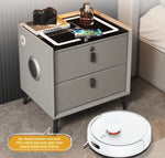 Mesa de noche inteligente con carga inalámbrica, LED, USB y cerradura de huella