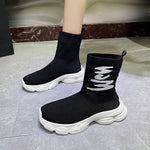 Tenis tipo calcetín unisex – caña alta, tejido de punto y suela gruesa