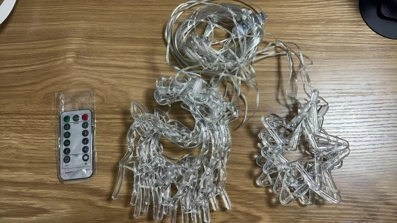 Cortina de luces navideñas LED con control remoto – 8 modos