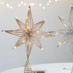 Estrella LED decorativa para árbol de Navidad – dorado y plateado