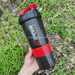Shaker deportivo 3 en 1 para proteína – 550 ml con compartimentos