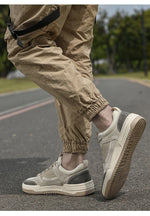 Tenis casuales de malla y cuero para hombre – suela gruesa antideslizante