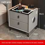 Mesa de noche inteligente con carga inalámbrica, LED, USB y cerradura de huella