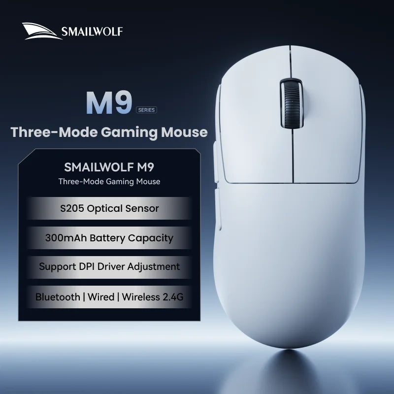 SMAILWOLF M9 – Wireless Tri-Mode PAW3311 Gaming Mouse with Magnetic Charging