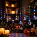 Cortina de luces navideñas LED USB-C – reno, copo, estrella, campana y árbol