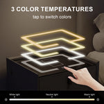 Mesa de noche inteligente con tapa de vidrio, carga inalámbrica, LED y USB
